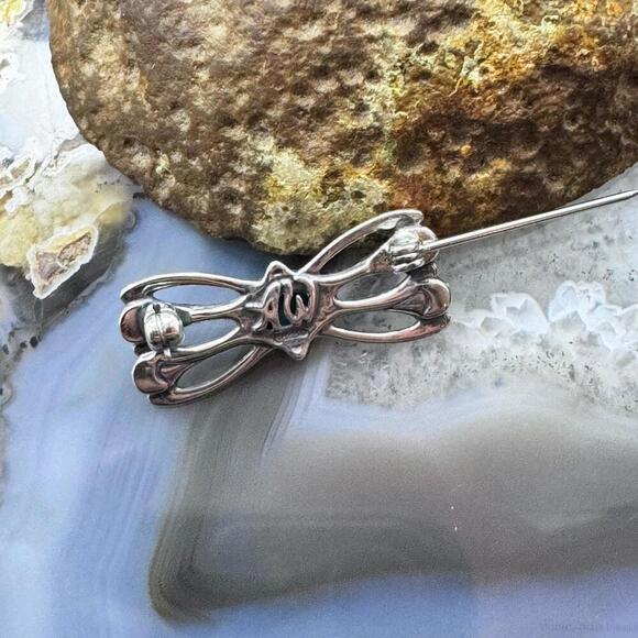 Carolyn Pollack Sterling Sleeping Beauty Turquoise Open Bow Brooch For Women - Picture 6 of 9